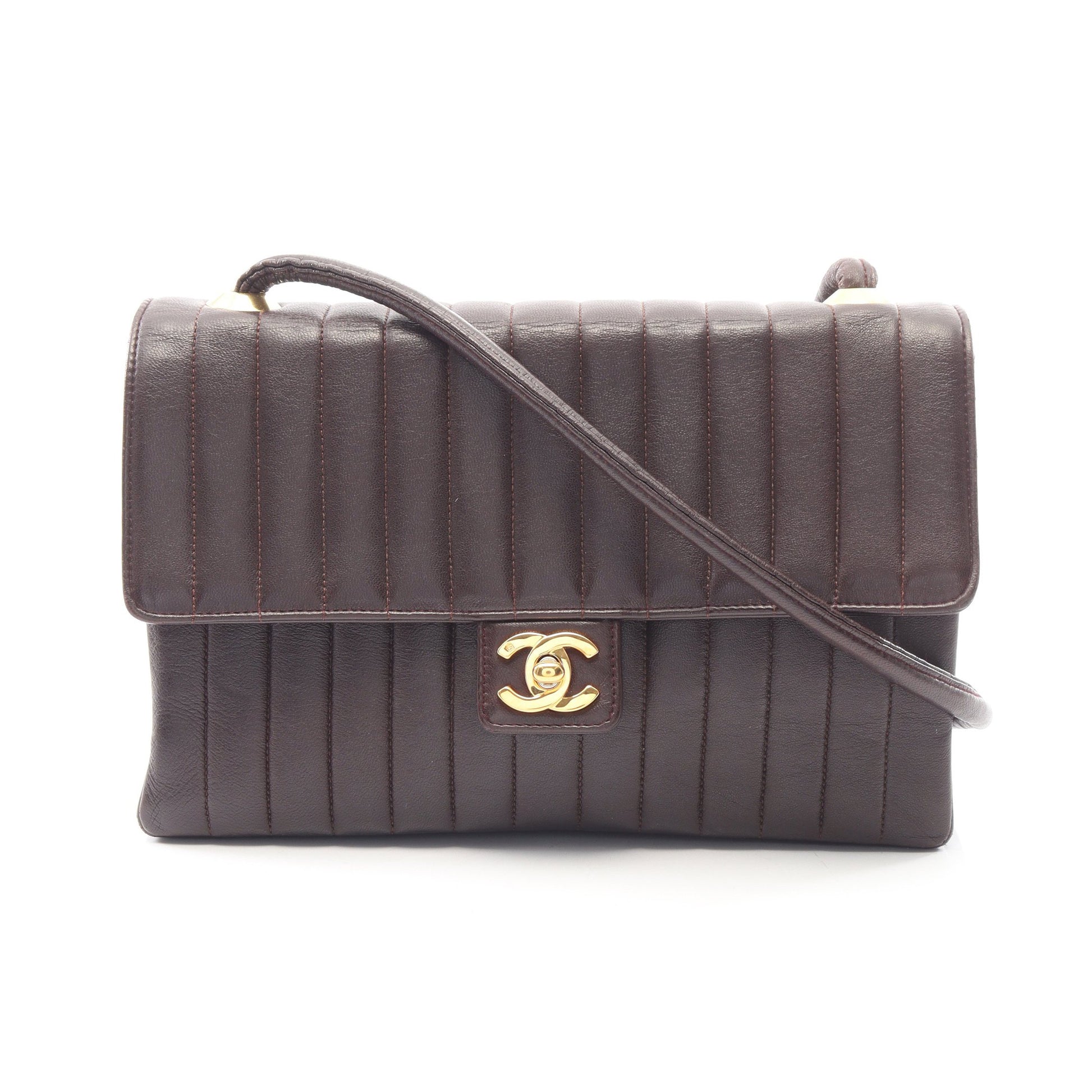マドモアゼル ショルダーバッグ ラムスキン ボルドー ゴールド金具 ヴィンテージ シャネル バッグ CHANEL