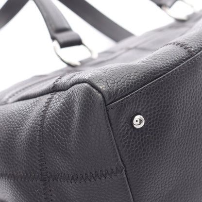 チョコバー ハンドバッグ ミニボストンバッグ ソフトキャビアスキン ブラック シルバー金具 シャネル バッグ CHANEL