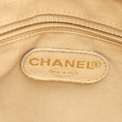 ロゴ ハンドバッグ キャビアスキン ベージュ ゴールド金具 シャネル バッグ CHANEL