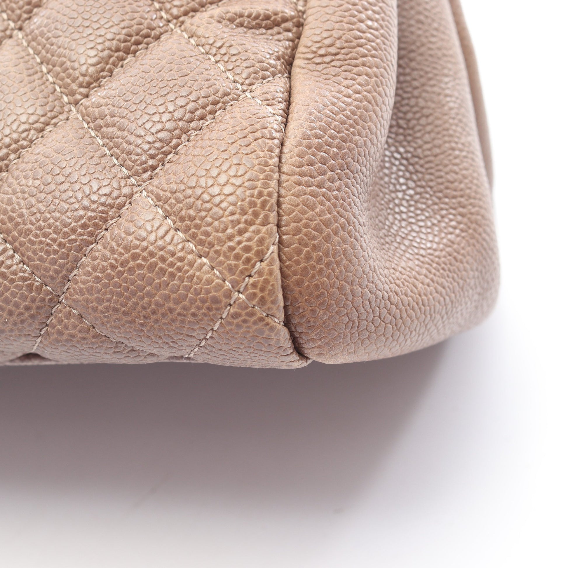マトラッセ ボーリングバッグ チェーンショルダーバッグ キャビアスキン グレーブラウン シルバー金具 シャネル バッグ CHANEL