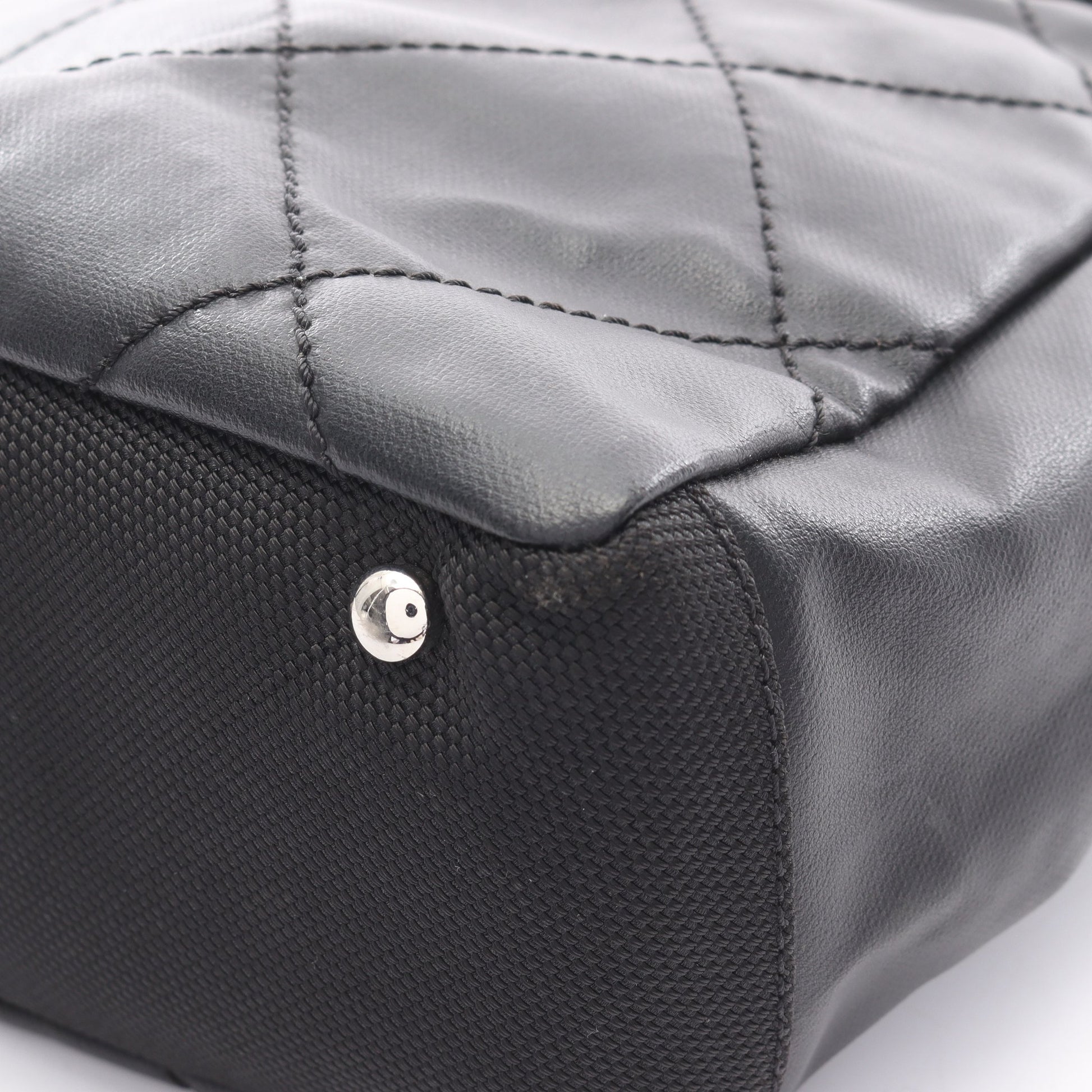 パリビアリッツPM ハンドバッグ トートバッグ コーティングキャンバス レザー ブラック シルバー金具 シャネル バッグ CHANEL