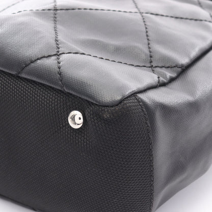 パリビアリッツPM ハンドバッグ トートバッグ コーティングキャンバス レザー ブラック シルバー金具 シャネル バッグ CHANEL