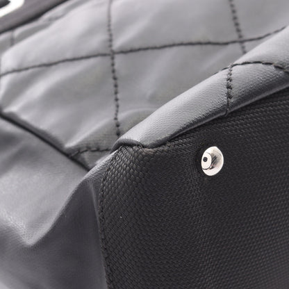 パリビアリッツPM ハンドバッグ トートバッグ コーティングキャンバス レザー ブラック シルバー金具 シャネル バッグ CHANEL