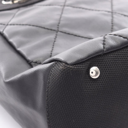 パリビアリッツPM ハンドバッグ トートバッグ コーティングキャンバス レザー ブラック シルバー金具 シャネル バッグ CHANEL
