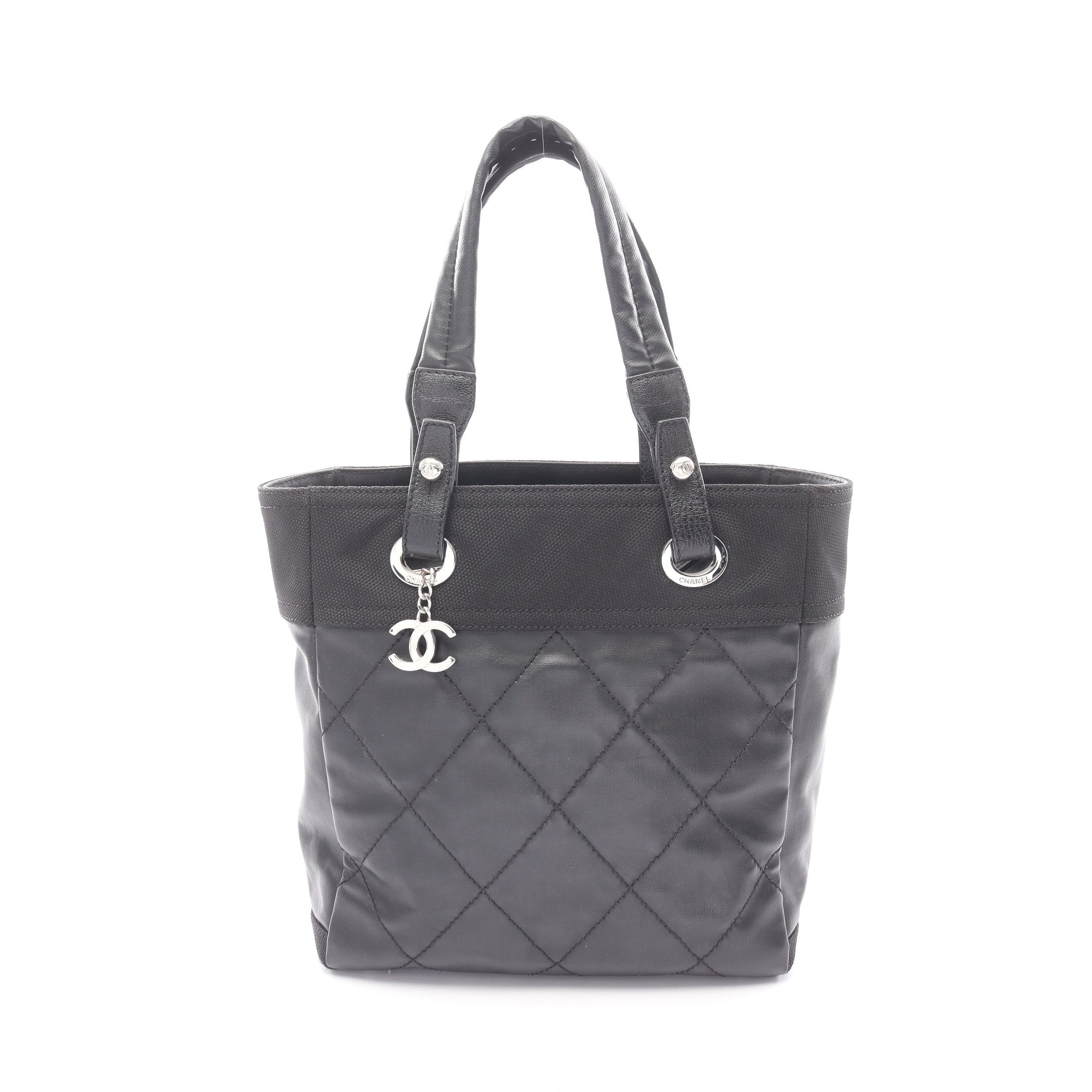 CHANELシャネル ココマーク パリビアリッツPMトートバッグ 白黒 通勤 パリビアリッツPM ハンドバッグ トートバッグ コーティングキャンバス