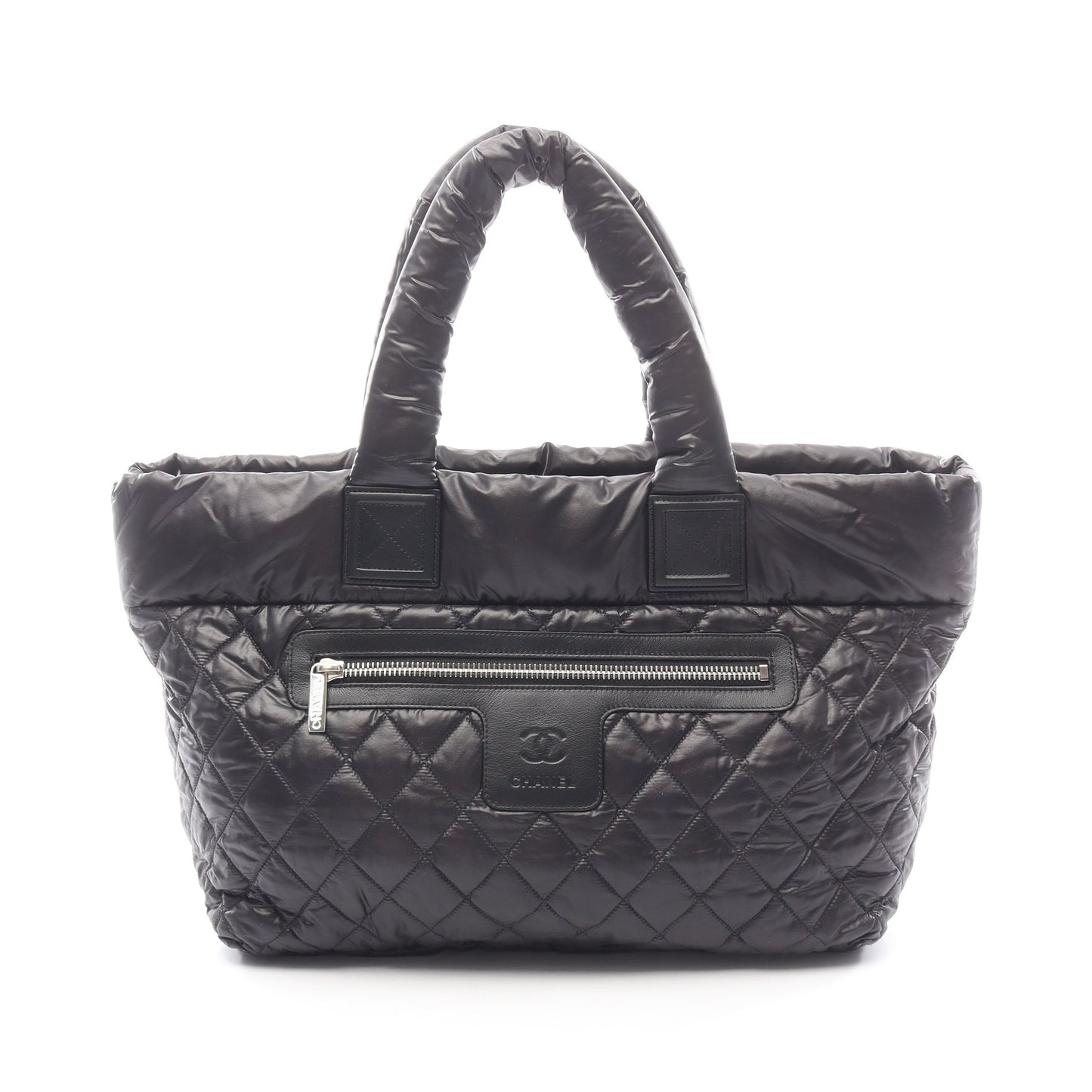 コココクーンMM ハンドバッグ トートバッグ ナイロン レザー ブラック シルバー金具 シャネル バッグ CHANEL