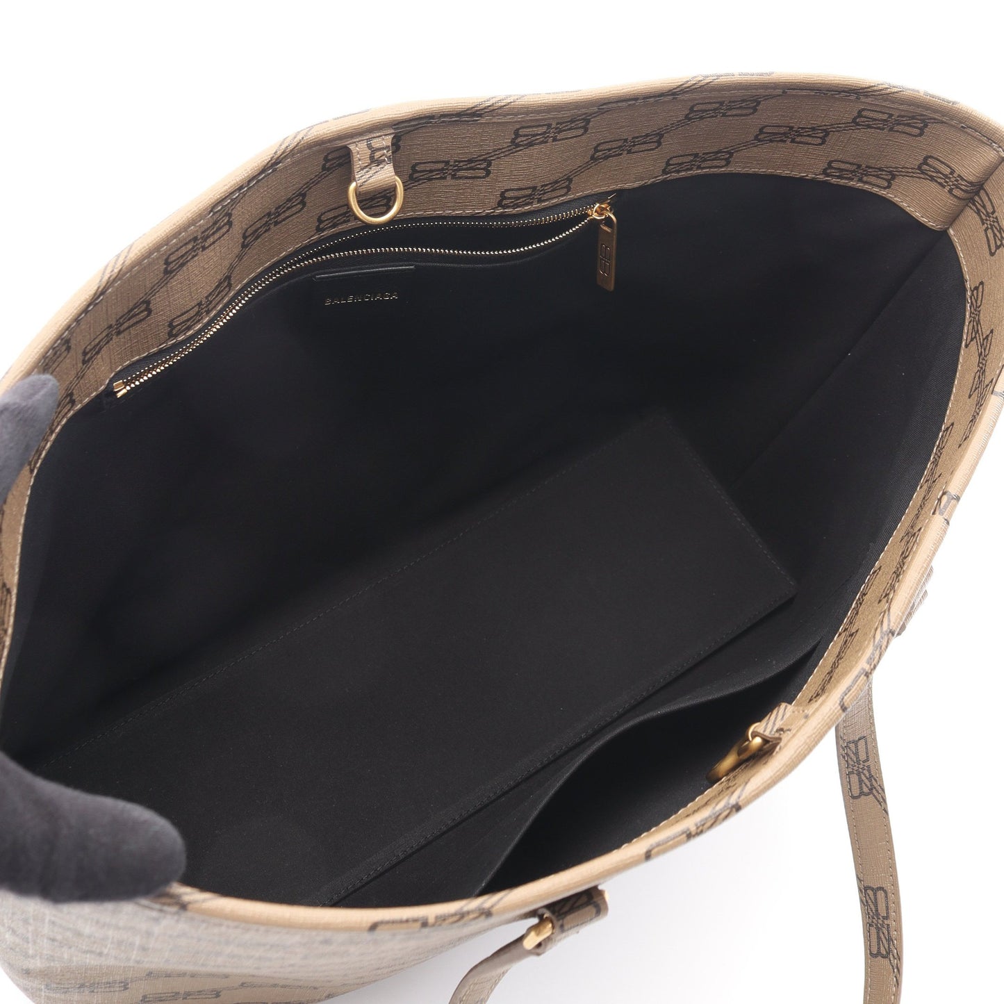 SIGNATURE SHOPPER M BBモノグラム ショルダーバッグ トートバッグ PVC グレーブラウン バレンシアガ バッグ BALENCIAGA