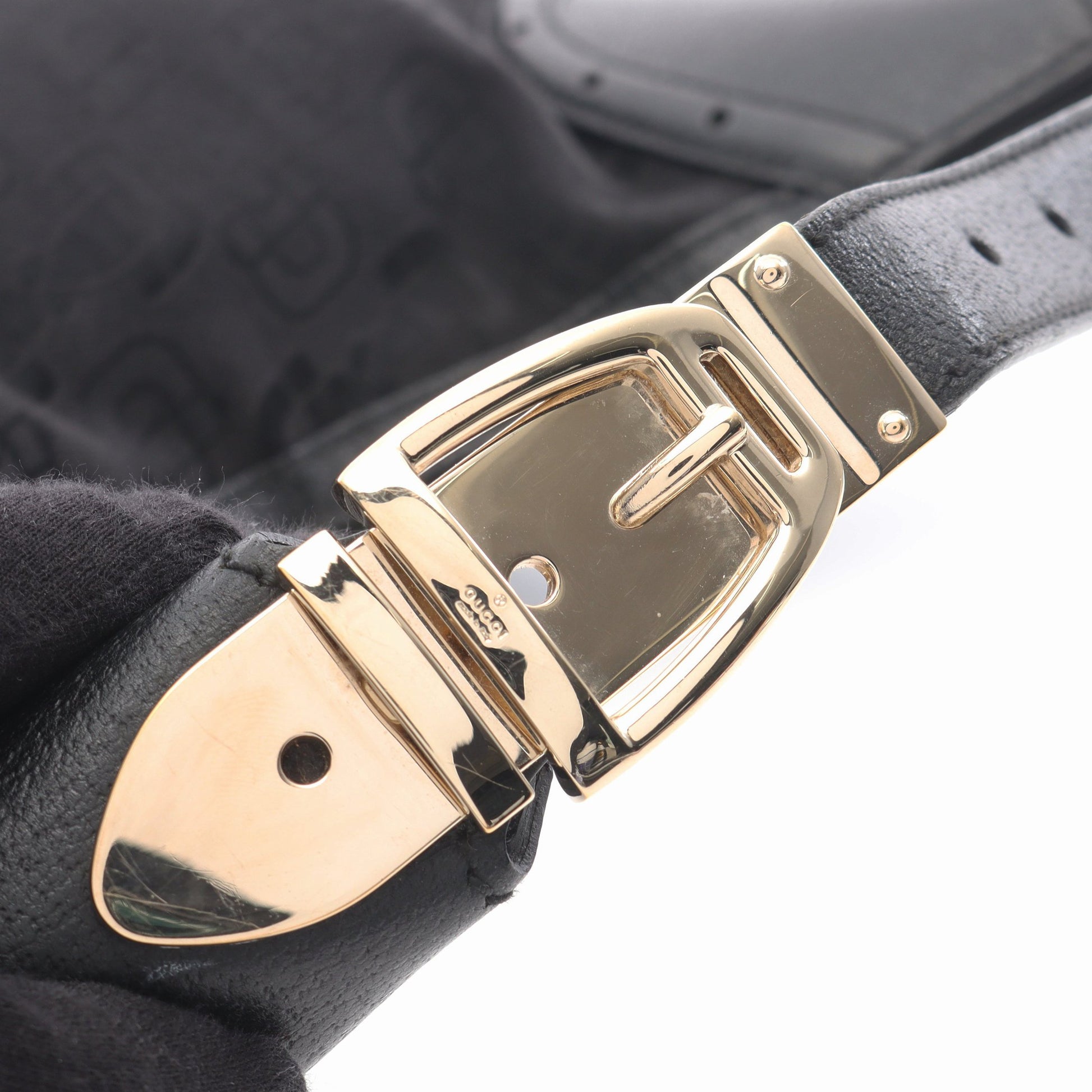 ホースビット ワンショルダーバッグ キャンバス レザー ブラック グッチ バッグ GUCCI