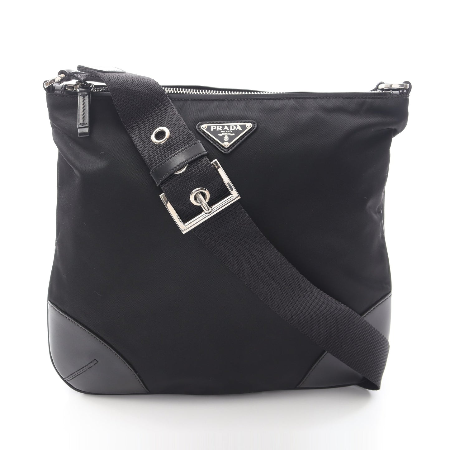TESSUTO LIGHT ショルダーバッグ ナイロン レザー ブラック プラダ バッグ PRADA