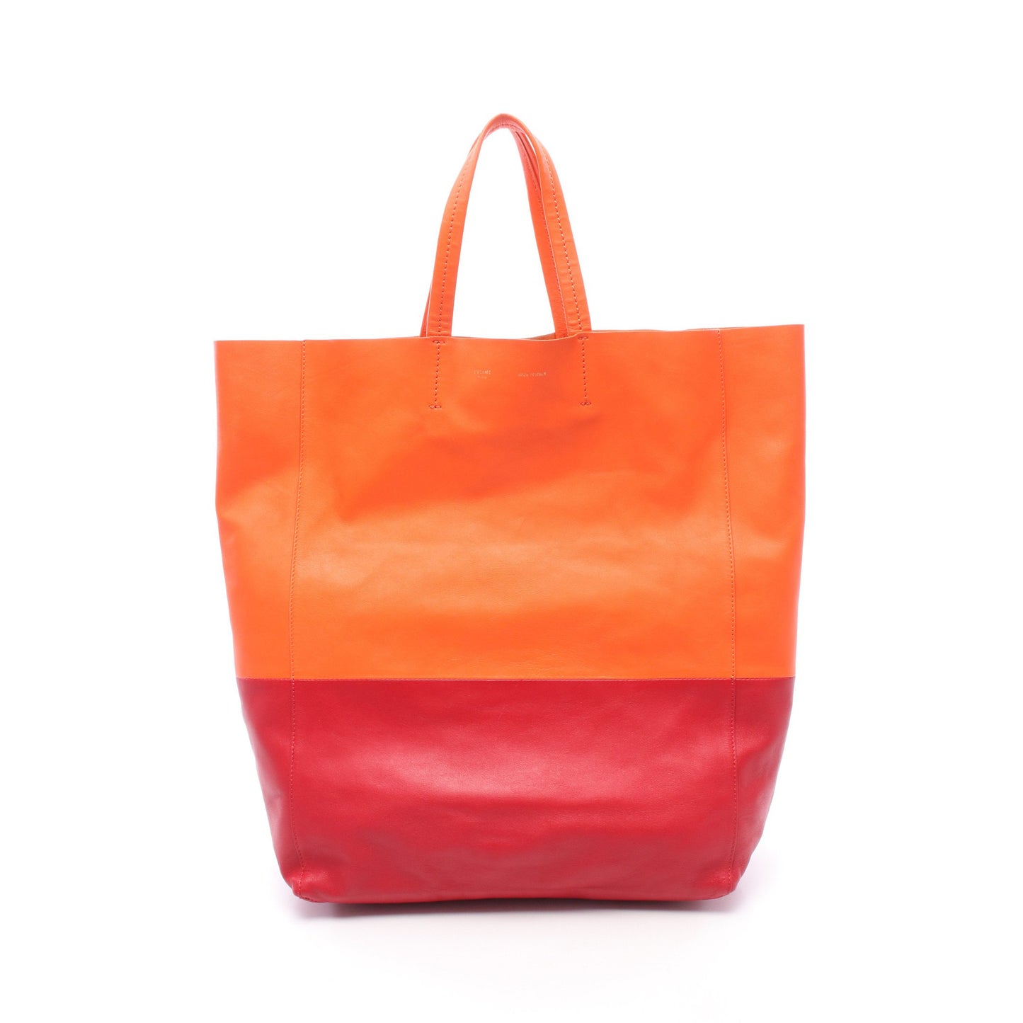 ホリゾンタルカバ ハンドバッグ トートバッグ レザー オレンジ レッド セリーヌ バッグ CELINE