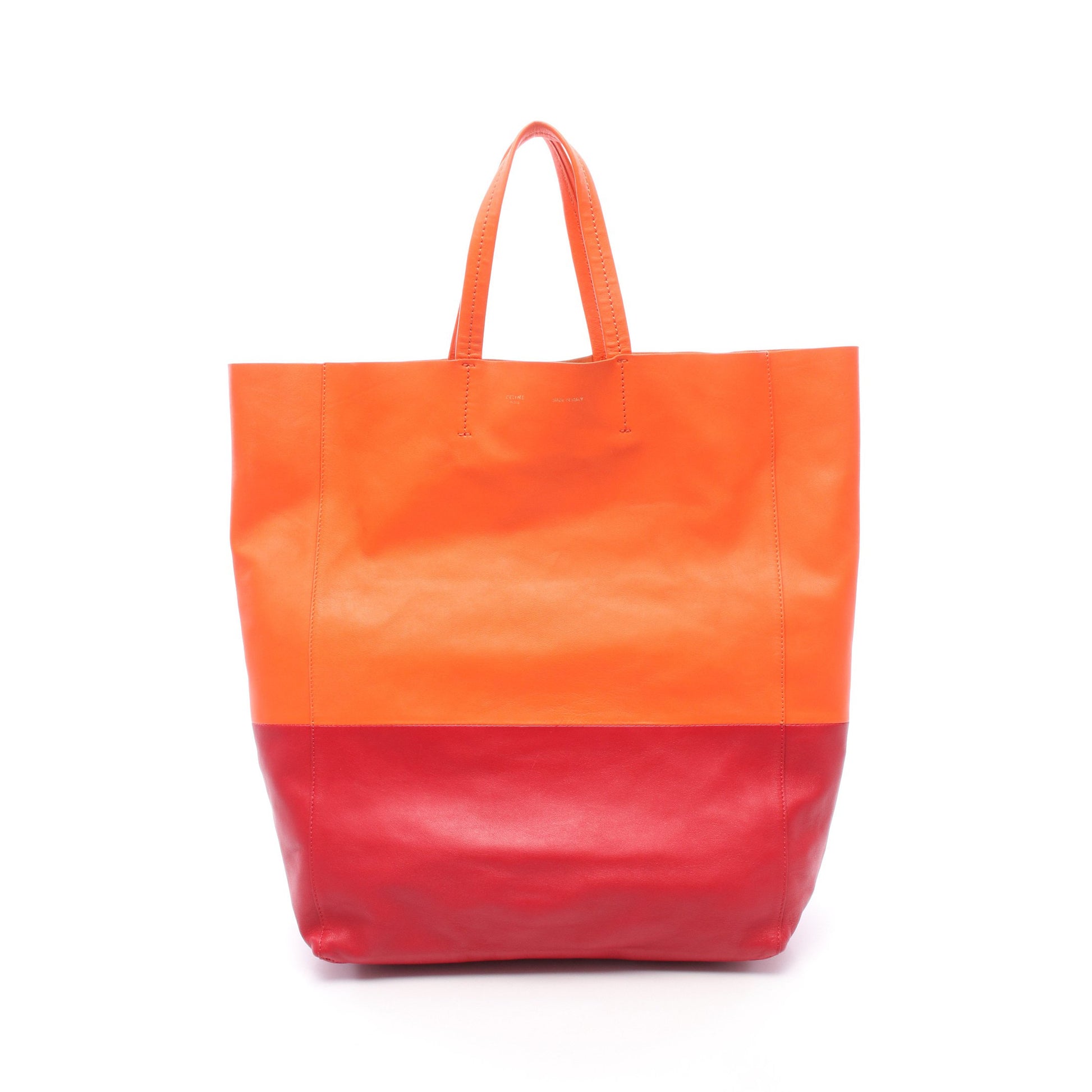 ホリゾンタルカバ ハンドバッグ トートバッグ レザー オレンジ レッド セリーヌ バッグ CELINE