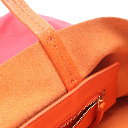 ホリゾンタルカバ ハンドバッグ トートバッグ レザー オレンジ レッド セリーヌ バッグ CELINE