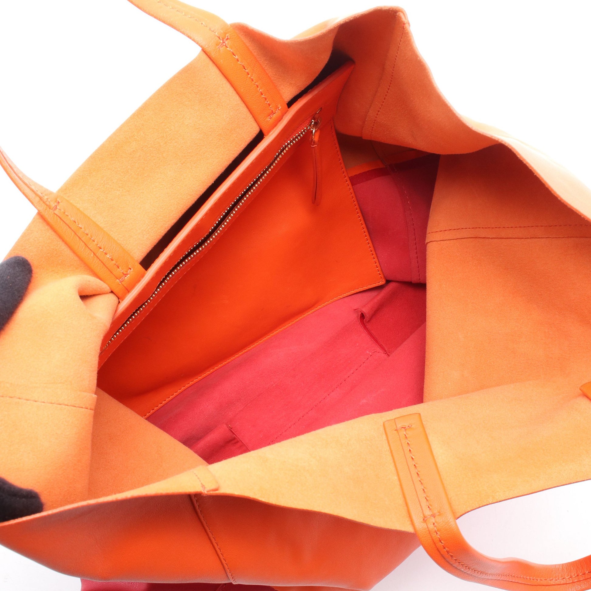 ホリゾンタルカバ ハンドバッグ トートバッグ レザー オレンジ レッド セリーヌ バッグ CELINE