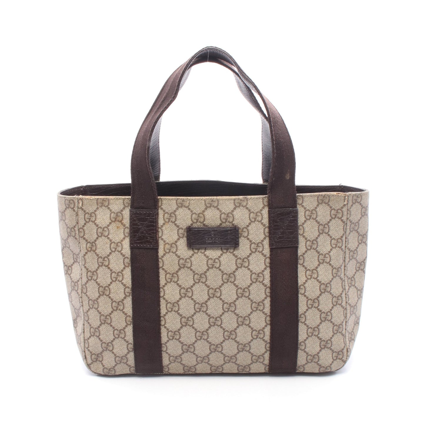 GGスプリーム ハンドバッグ トートバッグ PVC レザー ベージュ ダークブラウン グッチ バッグ GUCCI
