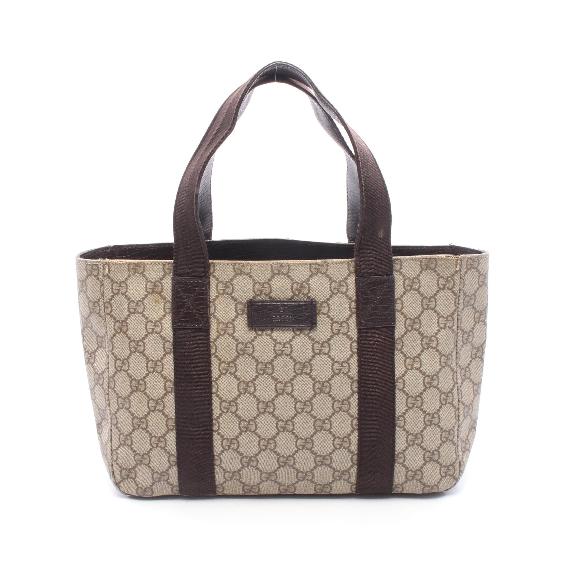 GGスプリーム ハンドバッグ トートバッグ PVC レザー ベージュ ダークブラウン グッチ バッグ GUCCI