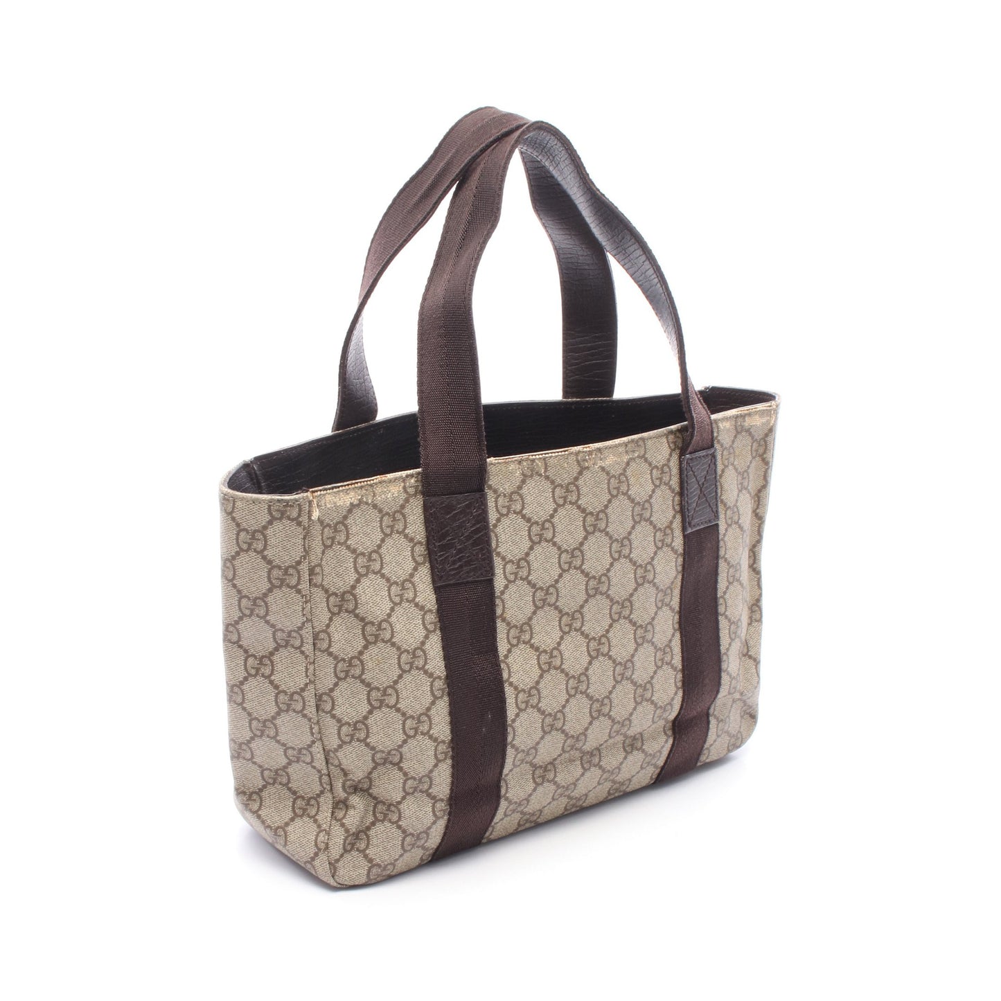 GGスプリーム ハンドバッグ トートバッグ PVC レザー ベージュ ダークブラウン グッチ バッグ GUCCI