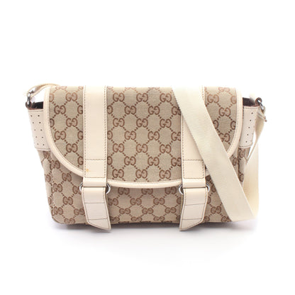 GGキャンバス ショルダーバッグ キャンバス レザー ベージュ ブラウン アイボリー グッチ バッグ GUCCI