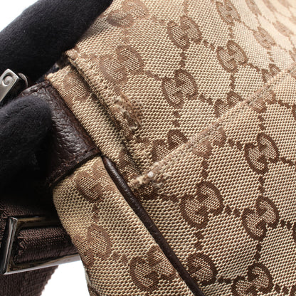 GGキャンバス ショルダーバッグ キャンバス レザー ベージュ ブラウン ダークブラウン グッチ バッグ GUCCI