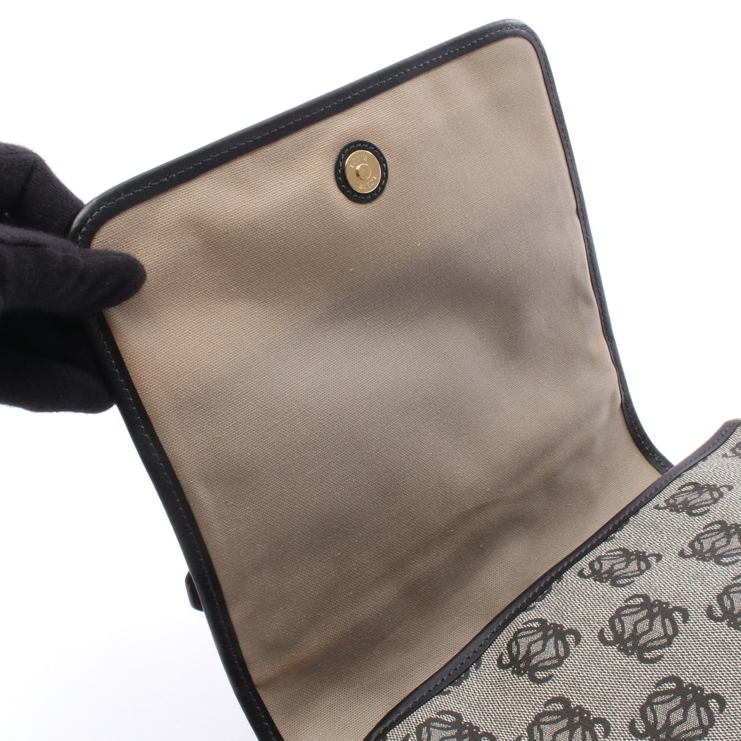 アナグラム ショルダーバッグ PVC レザー グレー ブラック ロエベ バッグ LOEWE