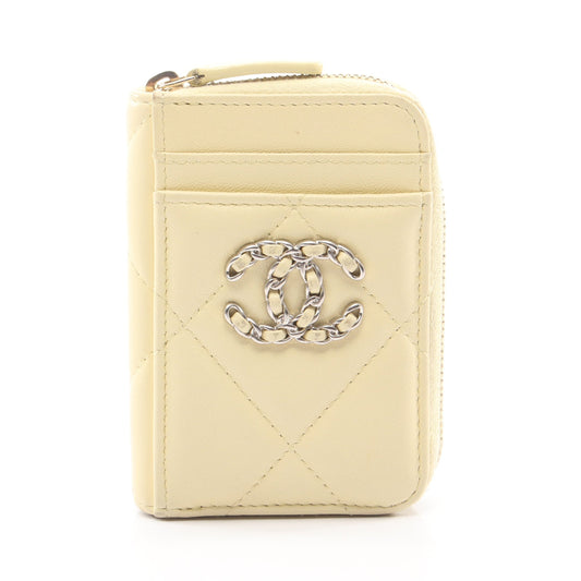 19 ディズヌフ マトラッセ コインケース ラムスキン ライトイエロー シルバー金具 シャネル 財布・小物 CHANEL
