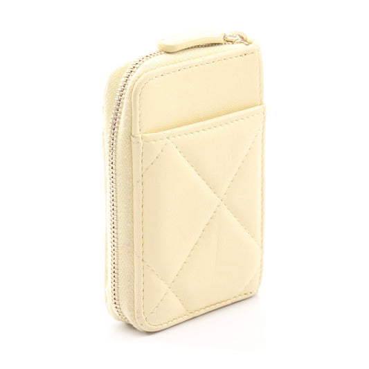 19 ディズヌフ マトラッセ コインケース ラムスキン ライトイエロー シルバー金具 シャネル 財布・小物 CHANEL