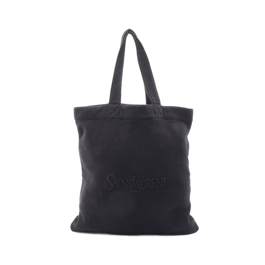 ロゴ刺繍 フリース ショルダーバッグ トートバッグ コットン ブラック サンローランパリ バッグ SAINT LAURENT PARIS