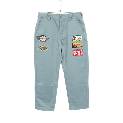 ロゴワッペン パンツ コットン ライトブルー アビレックス