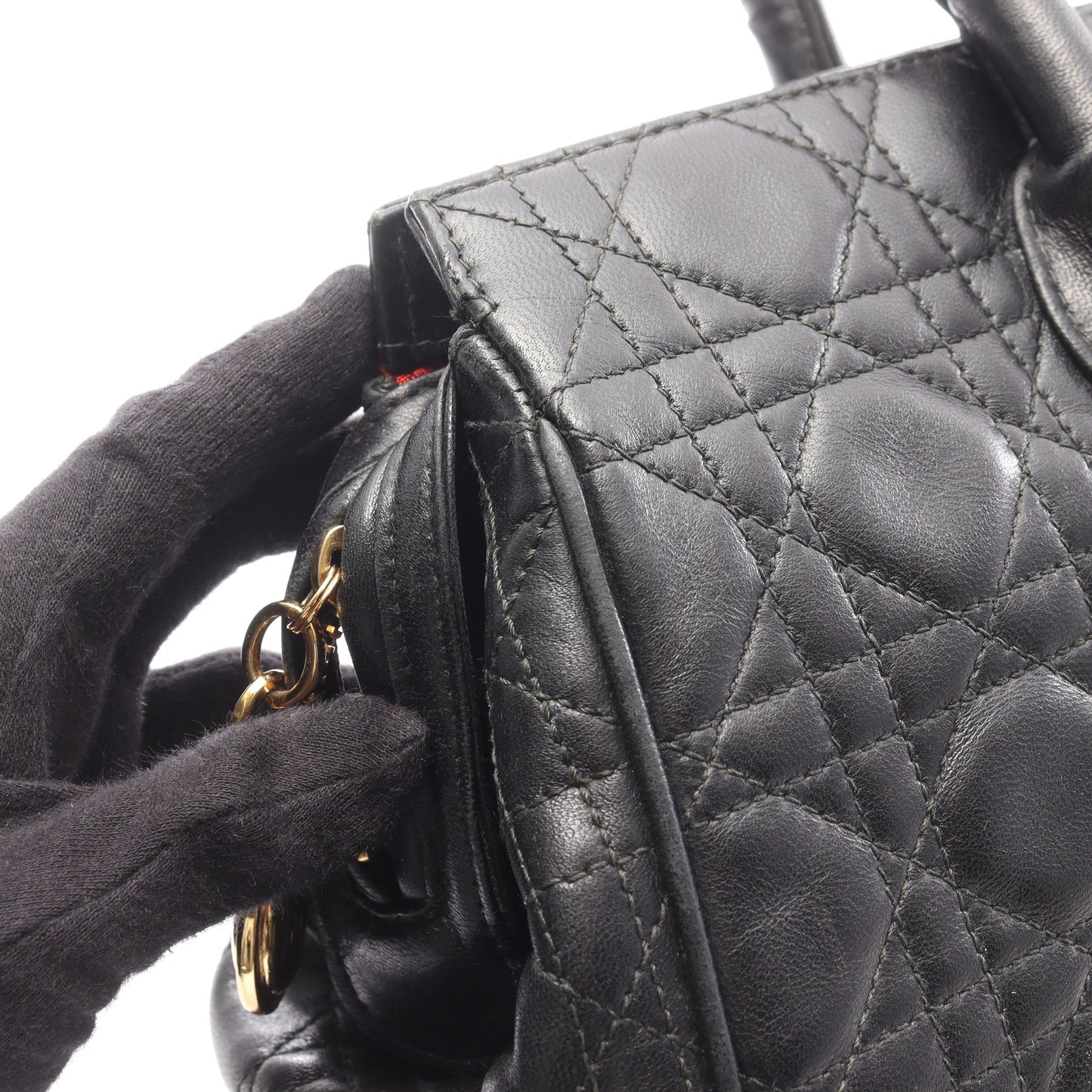 レディディオール カナージュ ショルダーバッグ レザー ブラック クリスチャンディオール バッグ Christian Dior