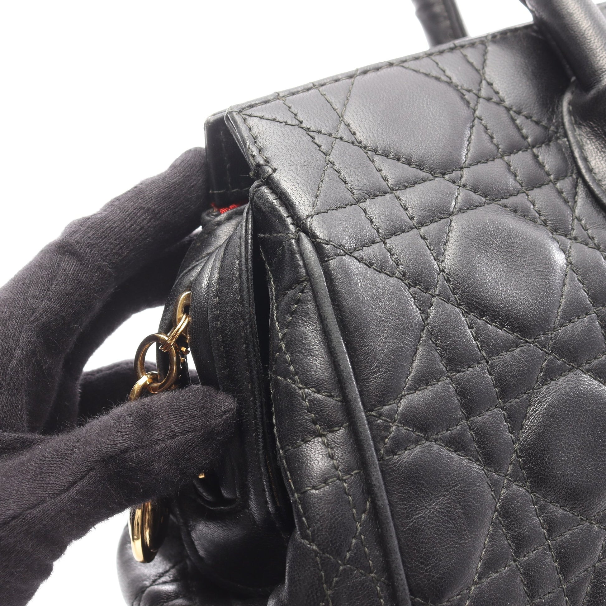 レディディオール カナージュ ショルダーバッグ レザー ブラック クリスチャンディオール バッグ Christian Dior