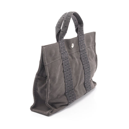 エールラインPM ハンドバッグ トートバッグ ナイロンキャンバス ダークグレー シルバー金具 エルメス バッグ HERMES