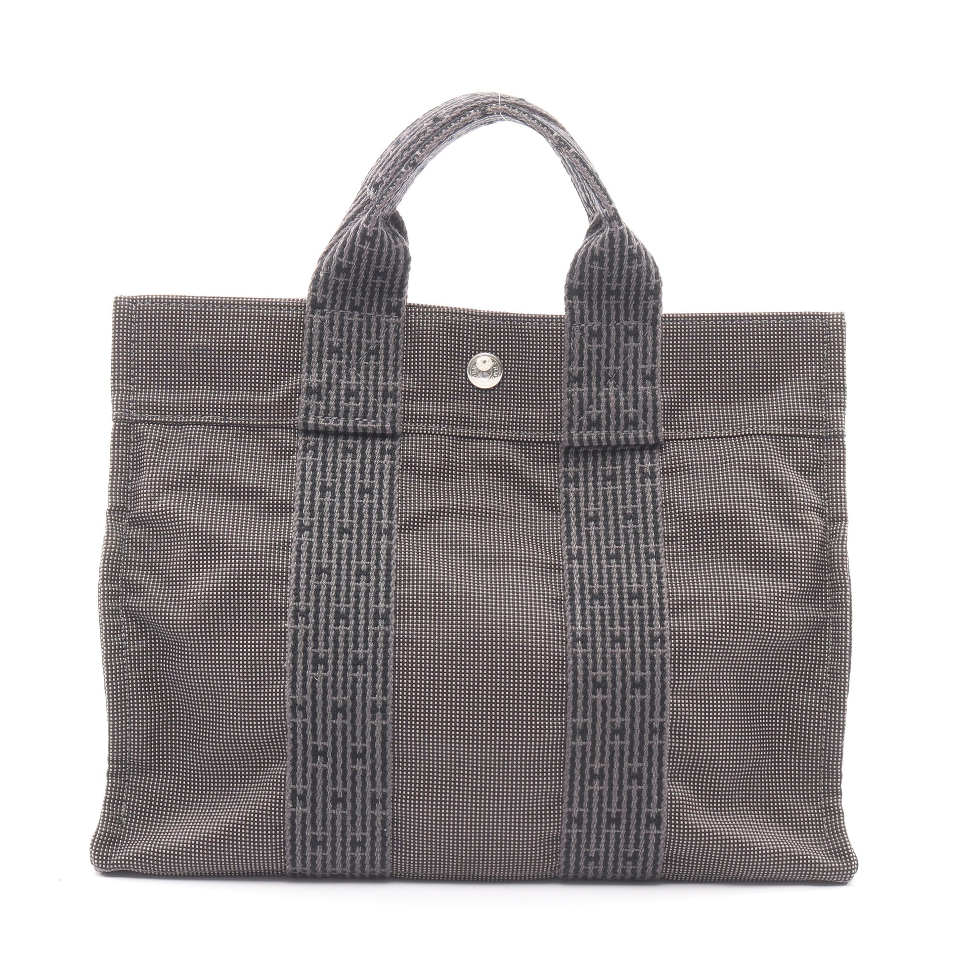 エールラインPM ハンドバッグ トートバッグ ナイロンキャンバス ダークグレー シルバー金具 エルメス バッグ HERMES