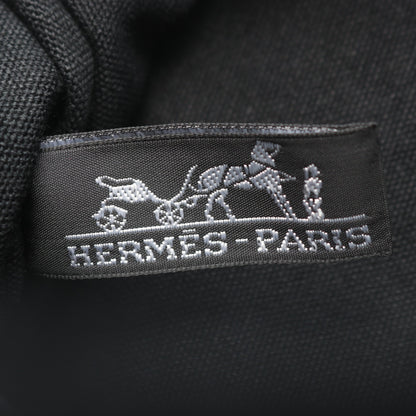トロカホリゾンタルMM ハンドバッグ トートバッグ キャンバス レザー ブラック シルバー金具 エルメス バッグ HERMES