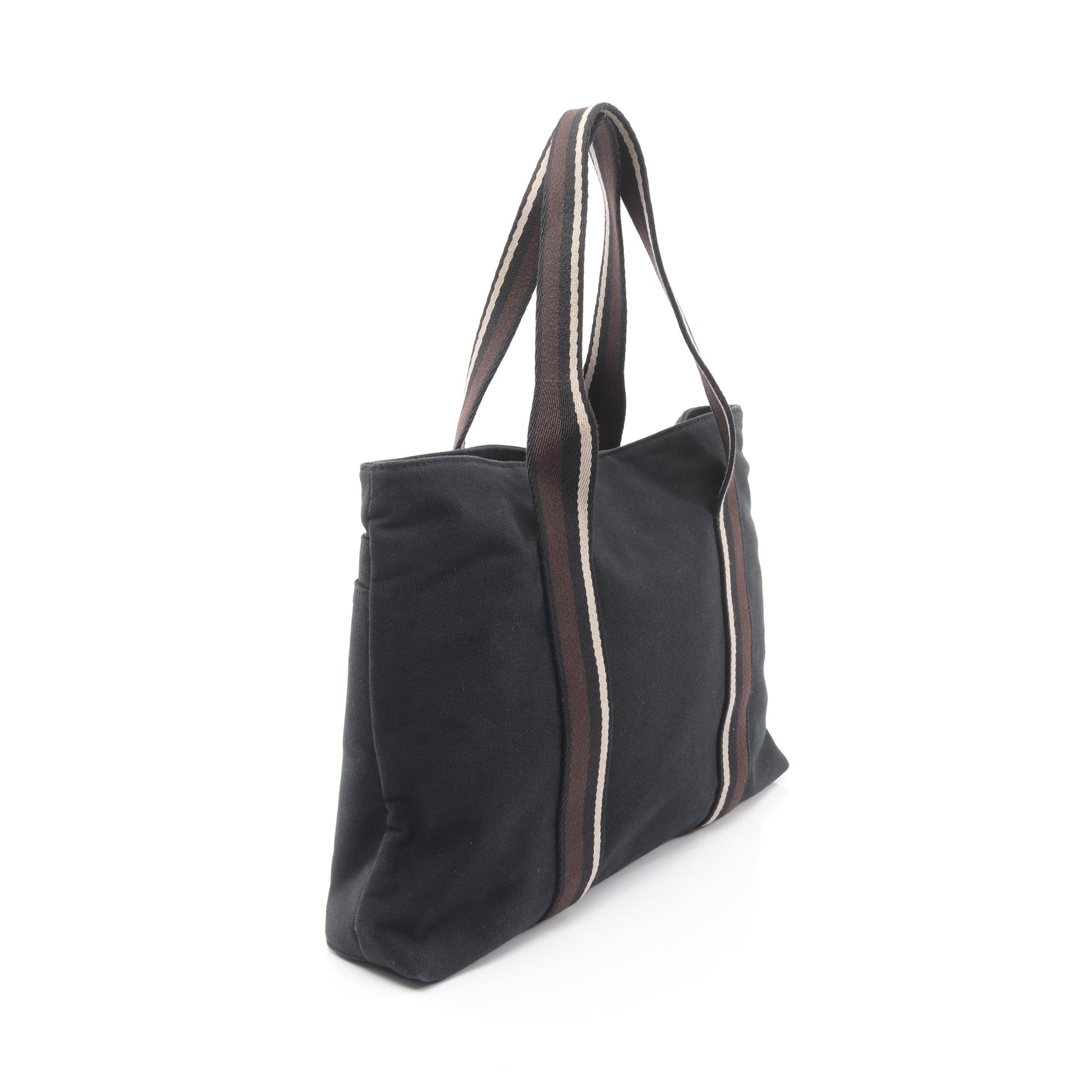 トロカホリゾンタルMM ハンドバッグ トートバッグ キャンバス レザー ブラック シルバー金具 エルメス バッグ HERMES