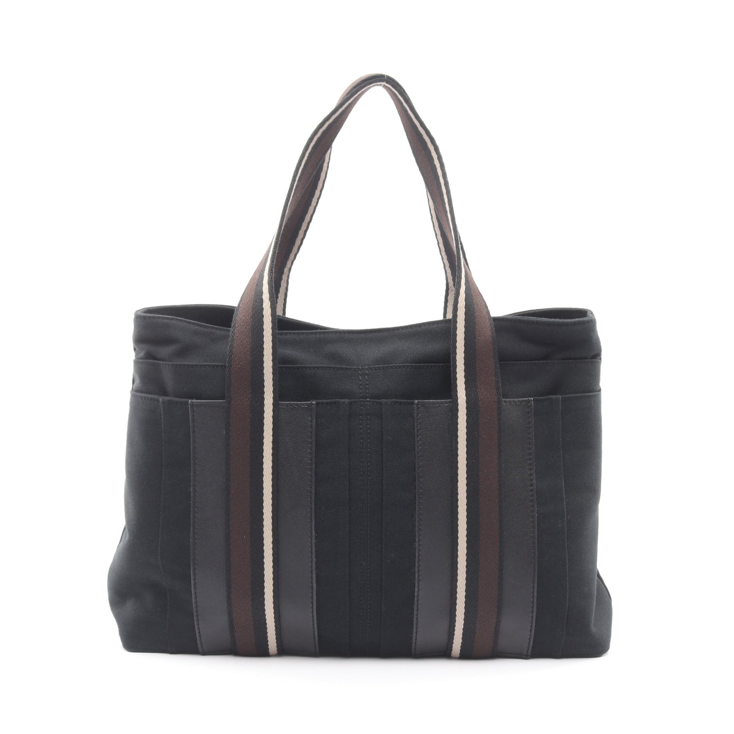 トロカホリゾンタルMM ハンドバッグ トートバッグ キャンバス レザー ブラック シルバー金具 エルメス バッグ HERMES