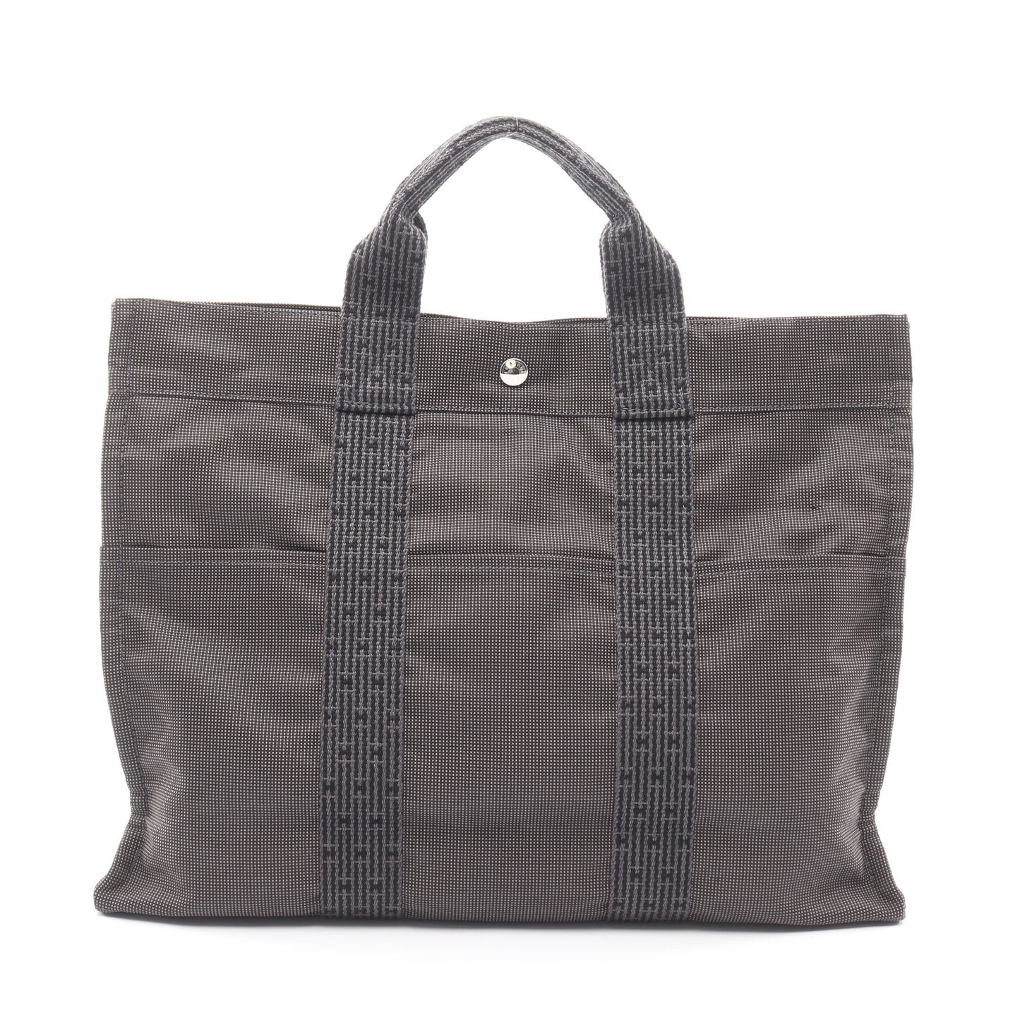 エールラインMM ハンドバッグ トートバッグ ナイロンキャンバス ダークグレー シルバー金具 エルメス バッグ HERMES
