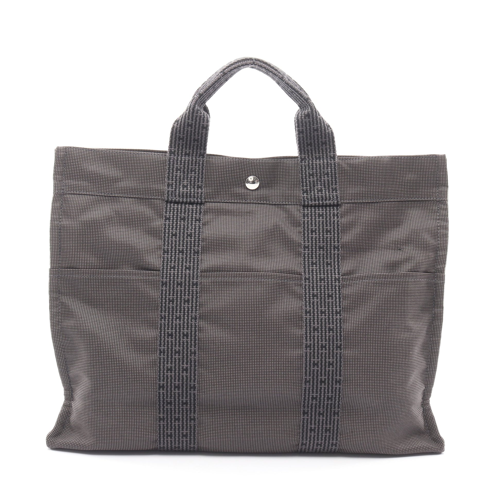 エールラインMM ハンドバッグ トートバッグ ナイロンキャンバス ダークグレー シルバー金具 エルメス バッグ HERMES