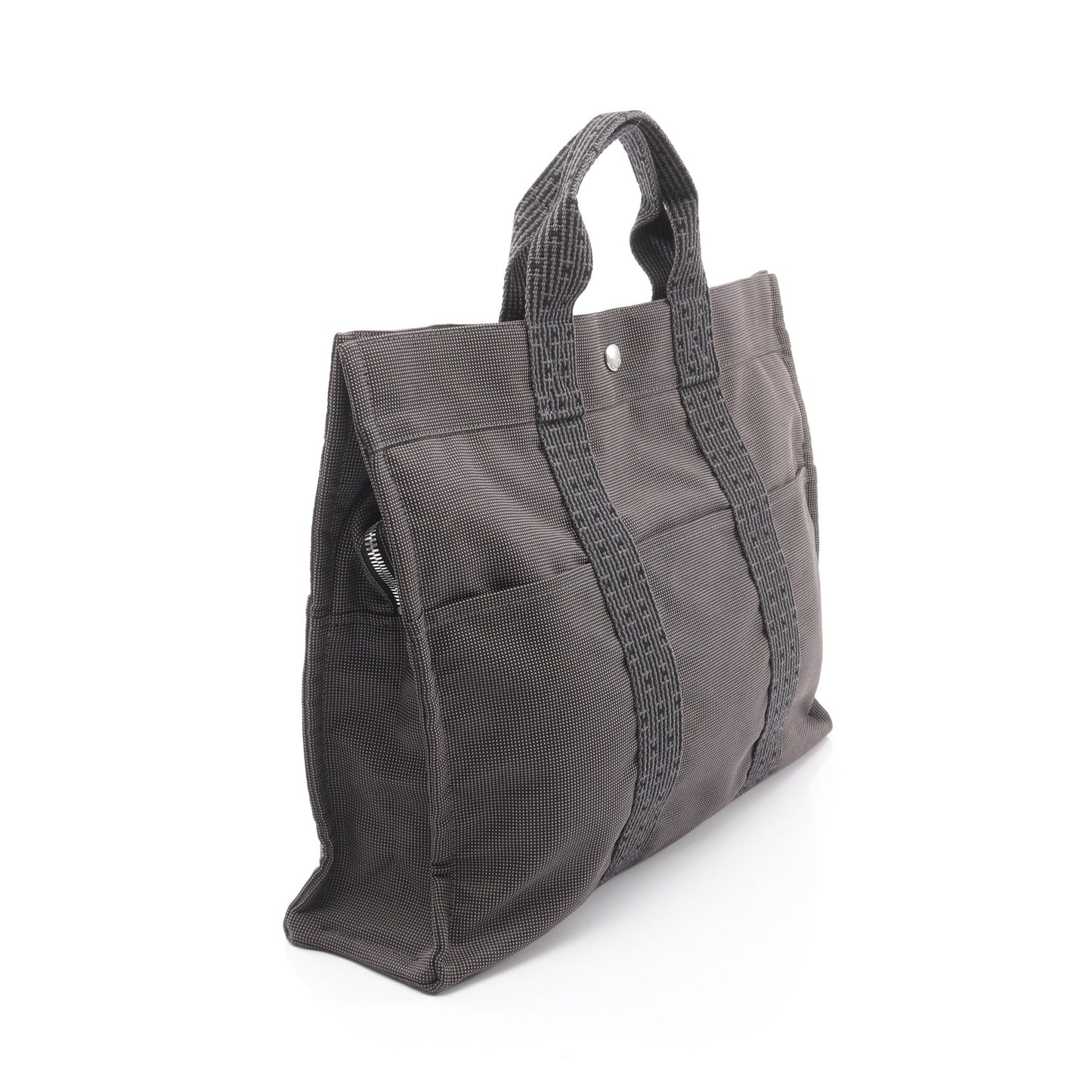 エールラインMM ハンドバッグ トートバッグ ナイロンキャンバス ダークグレー シルバー金具 エルメス バッグ HERMES