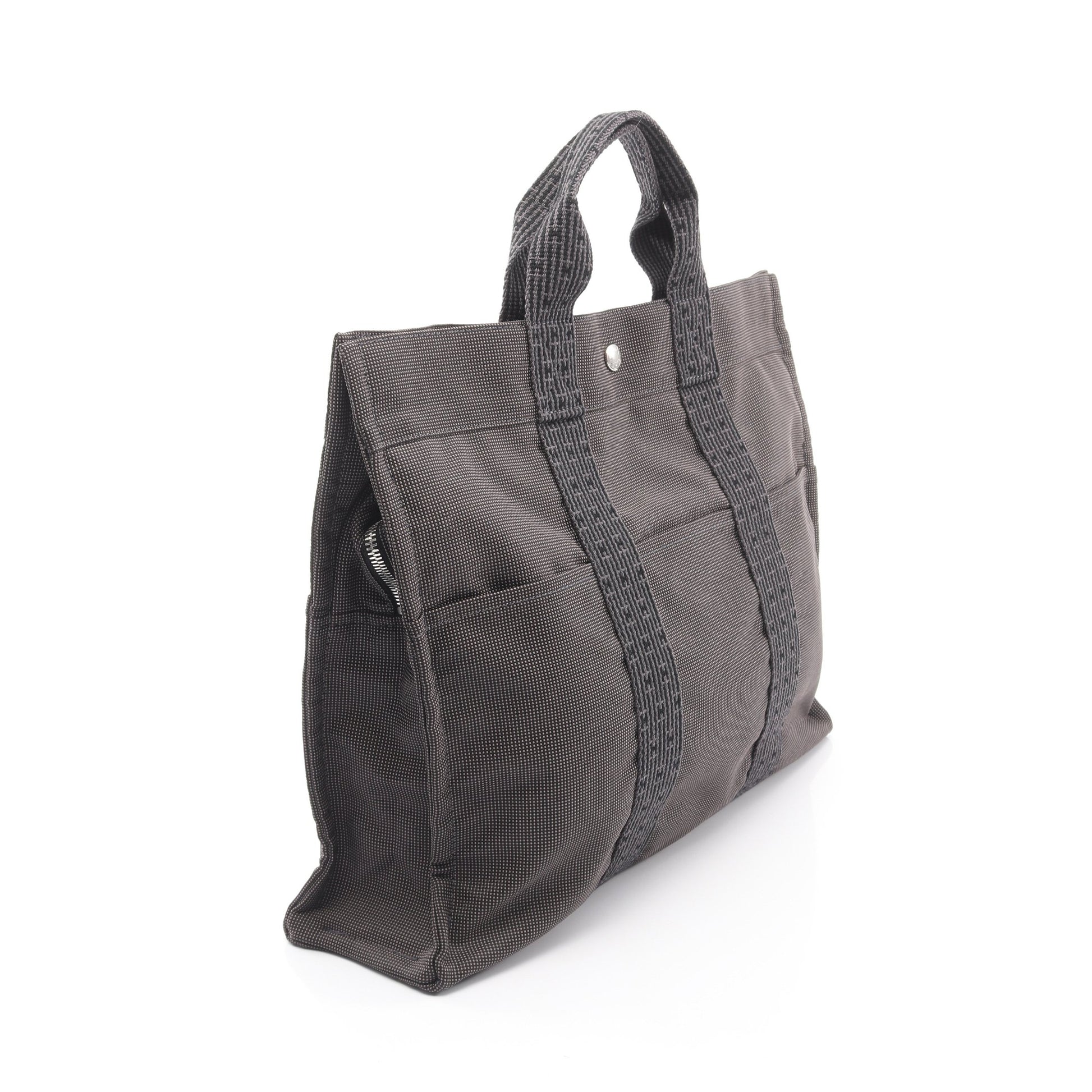 エールラインMM ハンドバッグ トートバッグ ナイロンキャンバス ダークグレー シルバー金具 エルメス バッグ HERMES