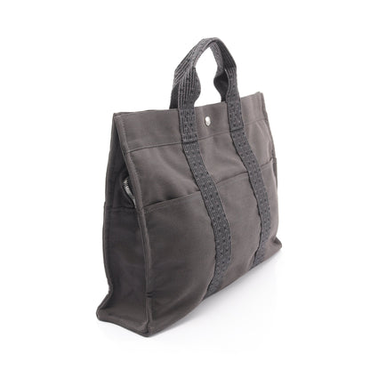 エールラインMM ハンドバッグ トートバッグ ナイロンキャンバス ダークグレー シルバー金具 エルメス バッグ HERMES