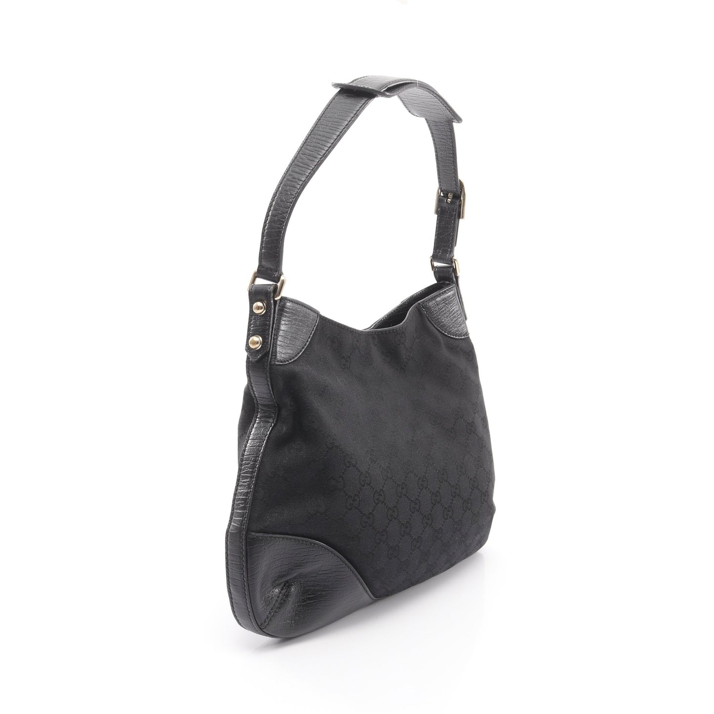 ハスラービット GGキャンバス ワンショルダーバッグ キャンバス レザー ブラック グッチ バッグ GUCCI
