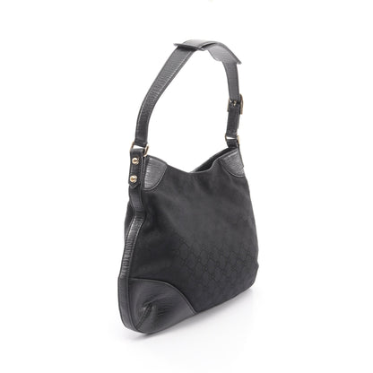 ハスラービット GGキャンバス ワンショルダーバッグ キャンバス レザー ブラック グッチ バッグ GUCCI