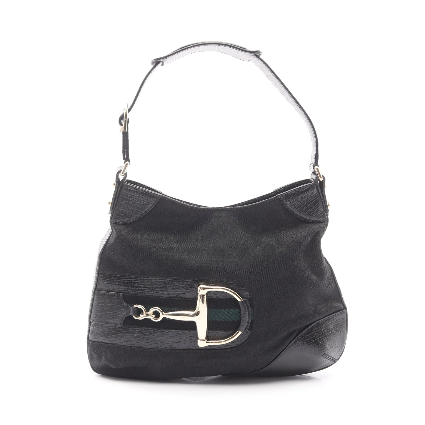 ハスラービット GGキャンバス ワンショルダーバッグ キャンバス レザー ブラック グッチ バッグ GUCCI