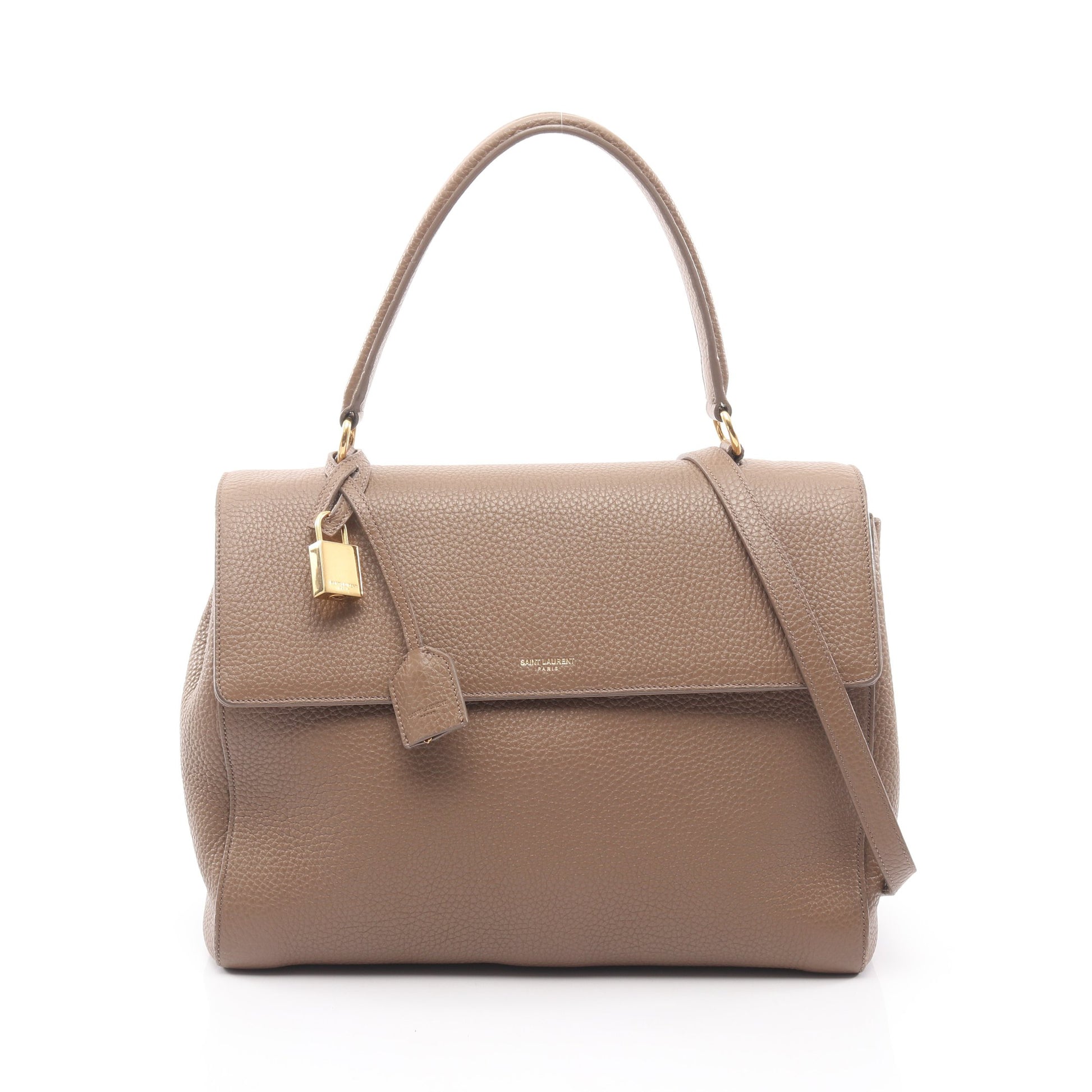 2WAY ハンドバッグ レザー グレーベージュ サンローランパリ バッグ SAINT LAURENT PARIS
