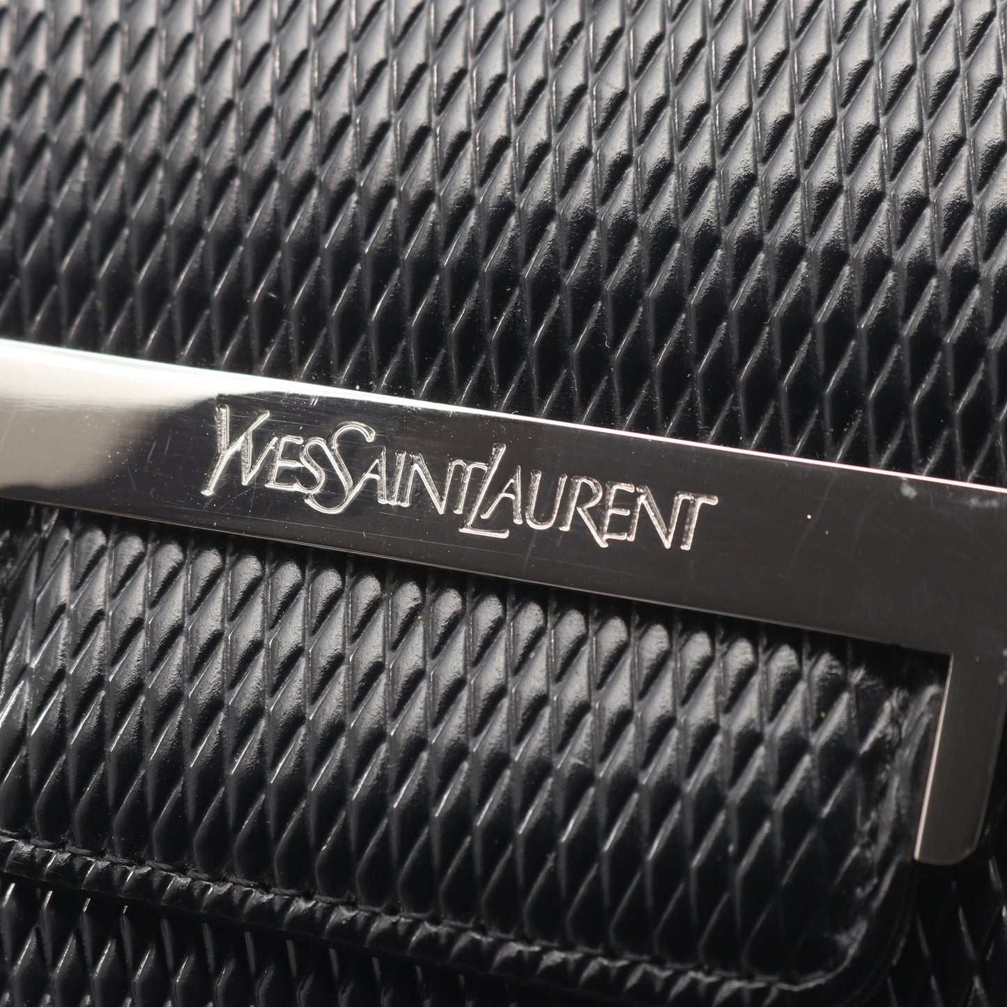 ハンドバッグ 型押し 総柄 ハンドバッグ レザー ブラック イヴサンローラン バッグ YVES SAINT LAURENT
