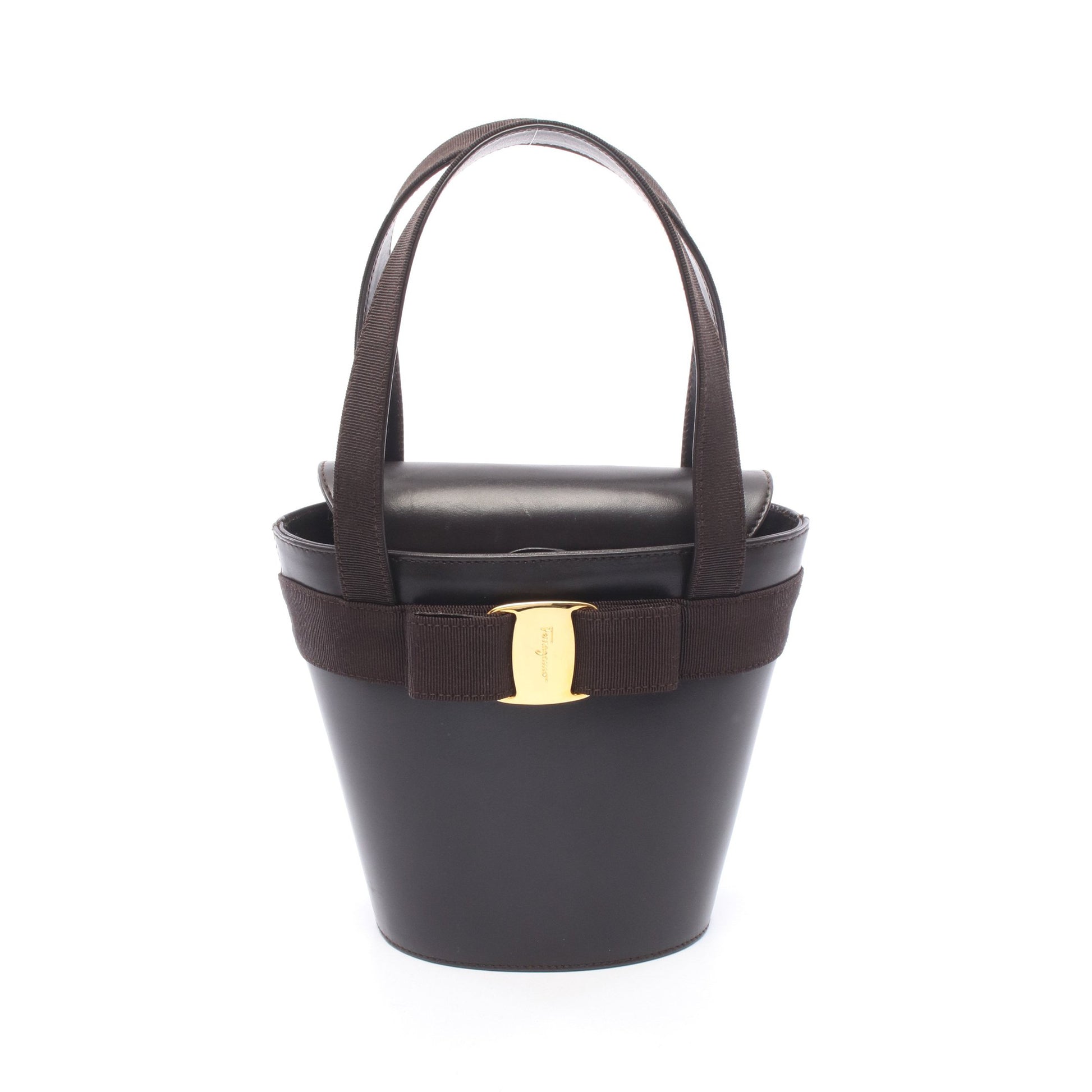 ヴァラリボン ハンドバッグ レザー ダークブラウン サルヴァトーレフェラガモ バッグ Salvatore Ferragamo