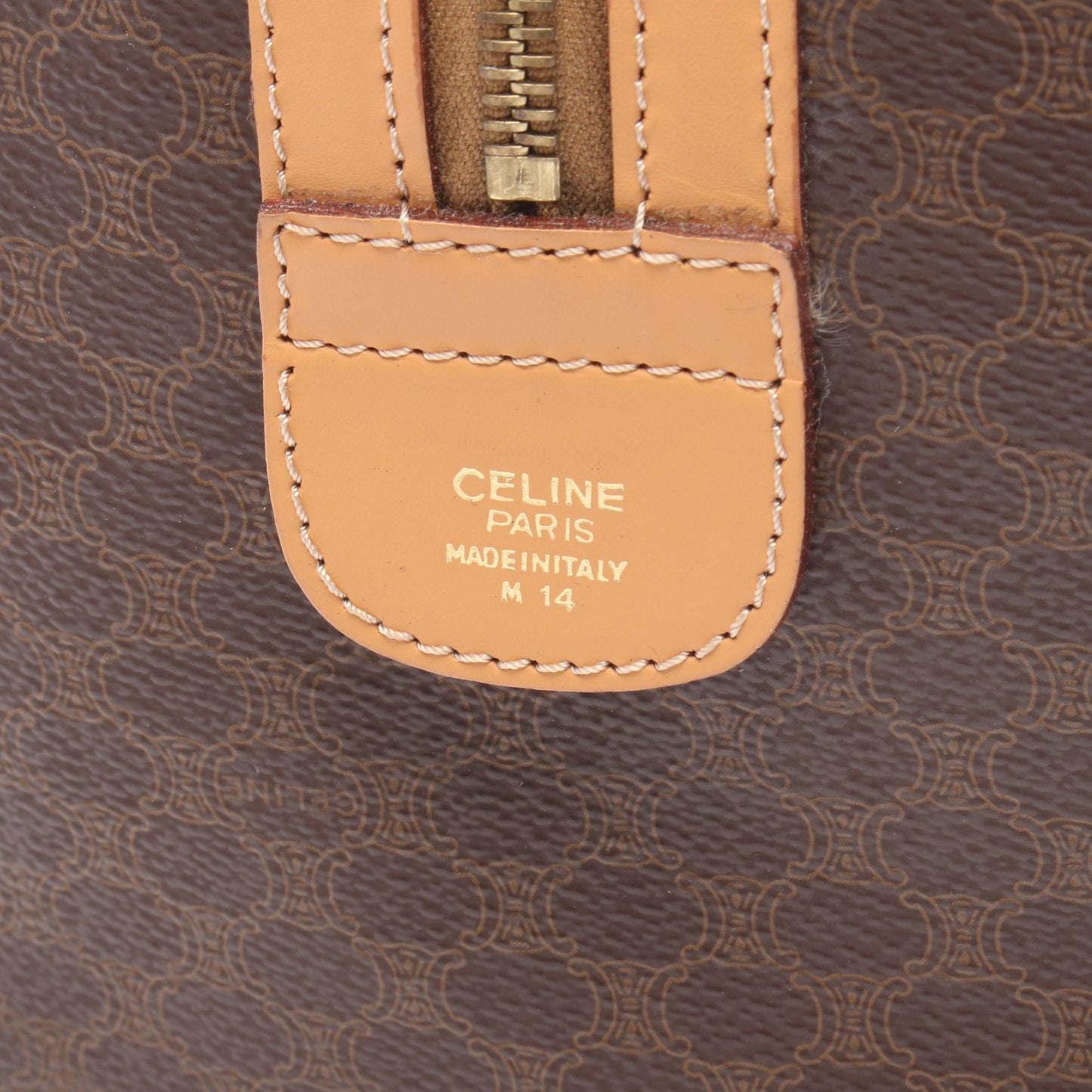 マカダム ハンドバッグ ミニボストンバッグ PVC レザー ダークブラウン ライトブラウン セリーヌ バッグ CELINE