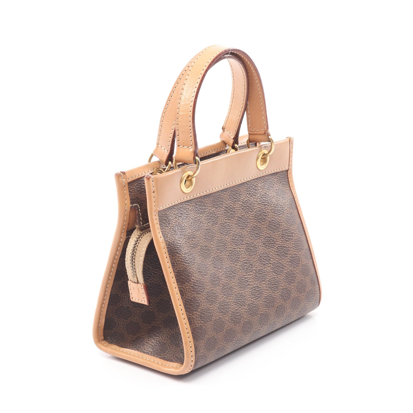 マカダム 2WAY ハンドバッグ PVC レザー ダークブラウン ベージュ セリーヌ バッグ CELINE
