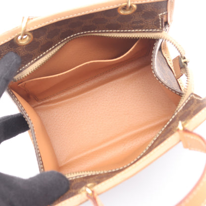 マカダム 2WAY ハンドバッグ PVC レザー ダークブラウン ベージュ セリーヌ バッグ CELINE