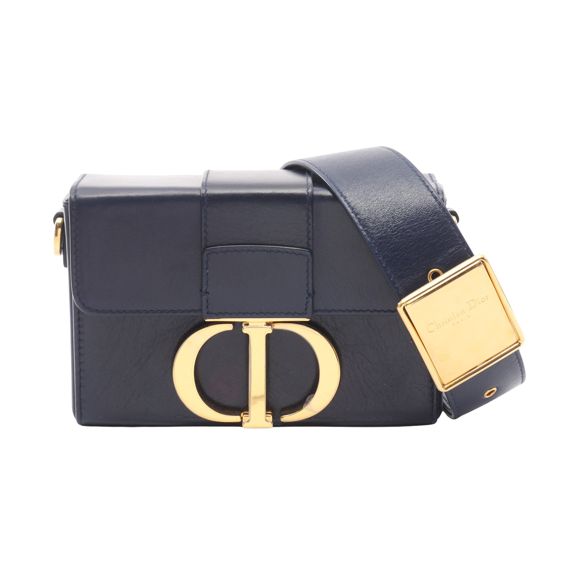 30 MONTAIGNE モンテーニュ ボックス ショルダーバッグ レザー ネイビー クリスチャンディオール バッグ Christian Dior