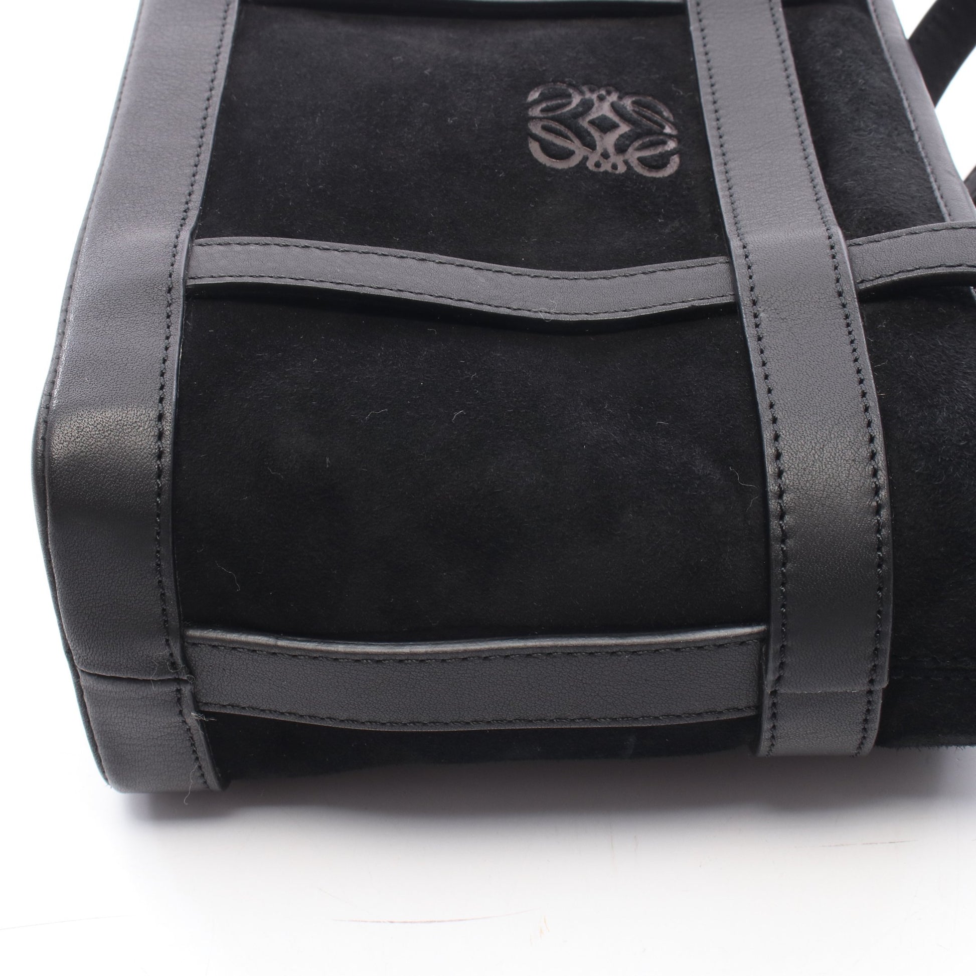 アナグラム ハンドバッグ トートバッグ スエード レザー ブラック ロエベ バッグ LOEWE